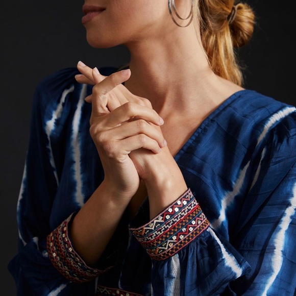 Anthropologie Verb by Pallavi Singhee Beaded Tie-dye Mini Dress|Size:Medium P - Picture 5 of 5